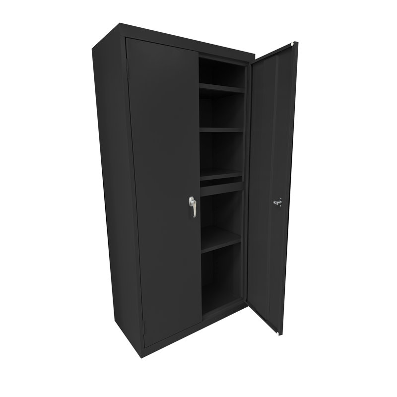 Jaylon Welded Steel Storage Cabinet - 36"Wx24"Dx78"H, Charcoal