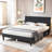 Platform Bed with Upholstered Adjustable Headboard, No Box Spring Needed-19539206-19539207
