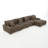 5 - Piece Upholstered Light Brown Faux Rabbit Fur Flannel Modular Sectional Sofa with Throw Pillows & Removable Ottomans-190078669