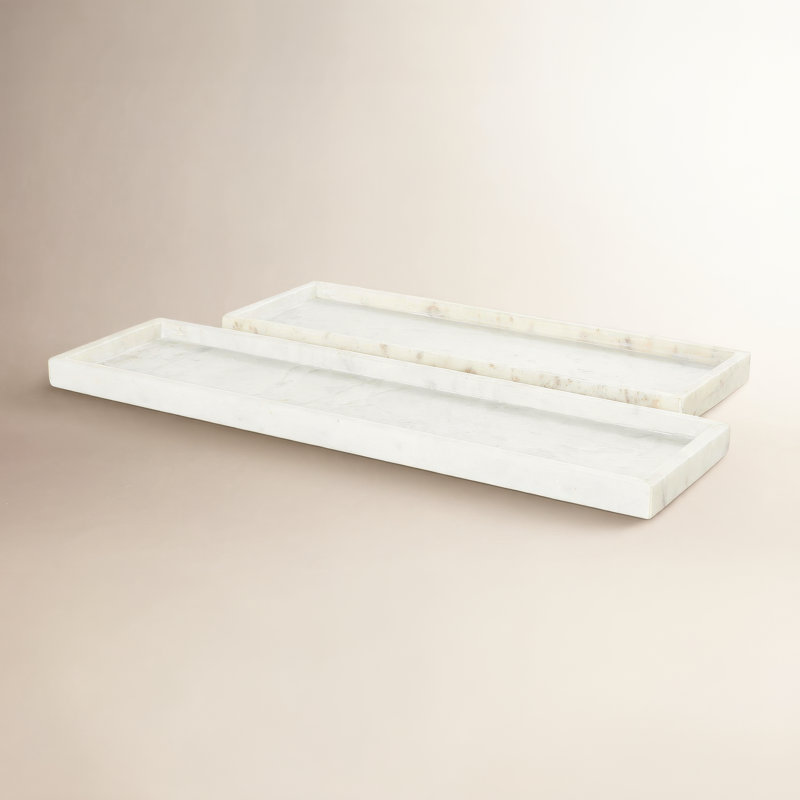  2 Piece Ottoman Tray Set, White