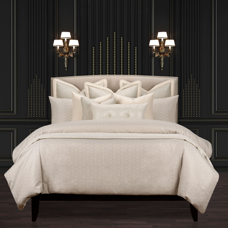 Star Attraction Cotton Blend Duvet Cover & Insert Set, Queen Duvet Cover + 4 Shams + 4 Throw Pillows, Opal