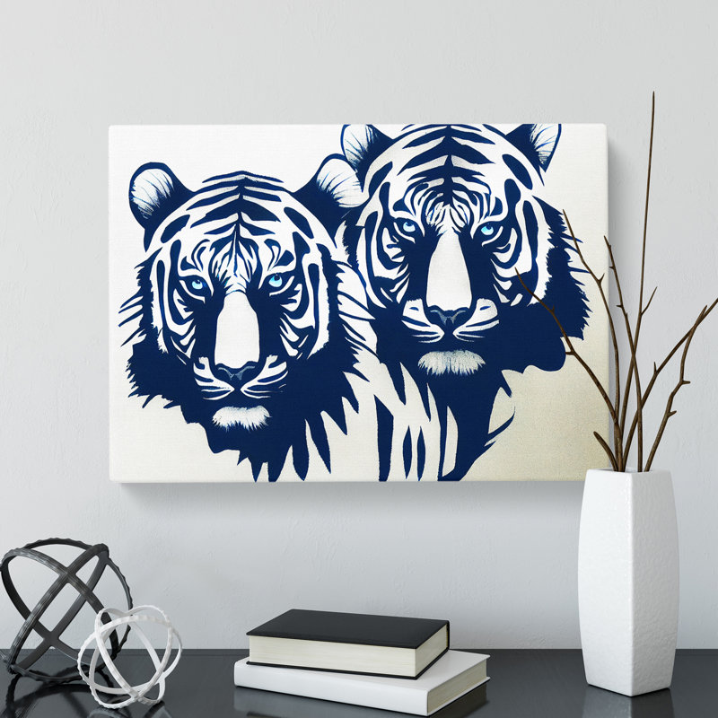 Pair Of Tigers Abstract - Wrapped Canvas, 40cm H x 60cm W