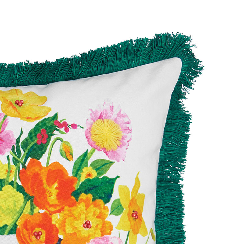 Bunny Floral Spring Printed and Embellished Throw Pillow