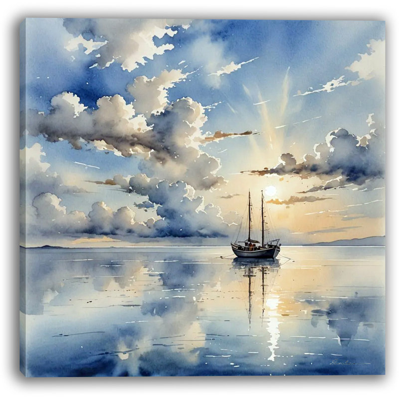 «Tranquil Horizon» Voilier sur toile tendue, H 30 po x l 30 po x P 1,5 po
