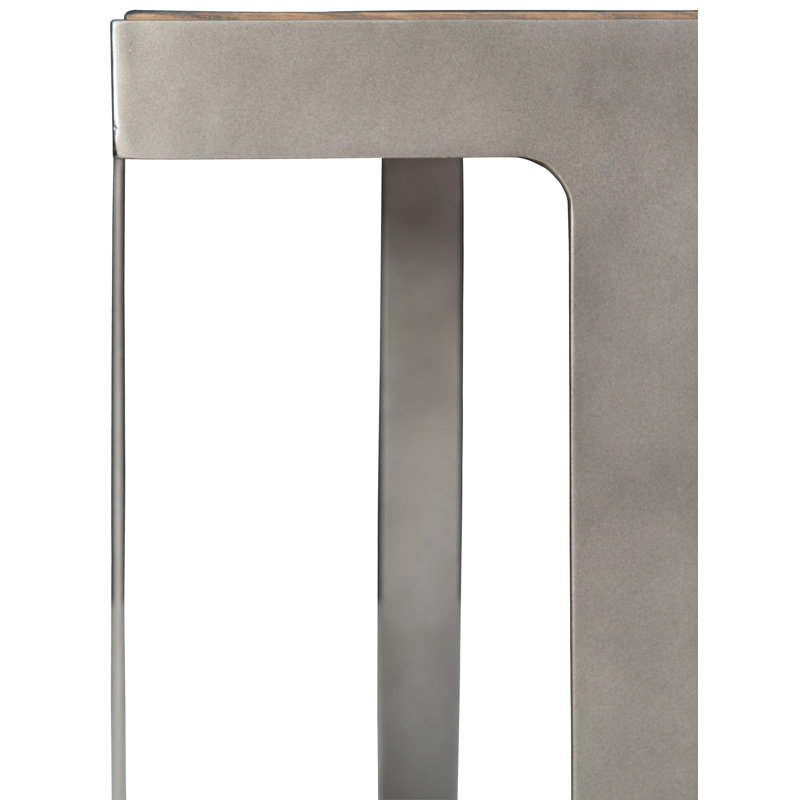 Transitional Quartered Oak and Steel Square End Table in Gray/Brown