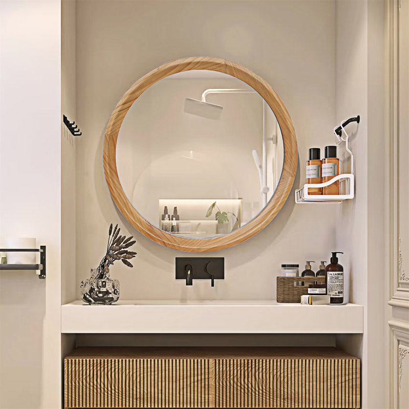 Miroir mural rond en bois