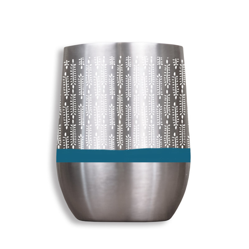 Cat Yoga 11 oz. Wine Tumbler, Blue/Silver