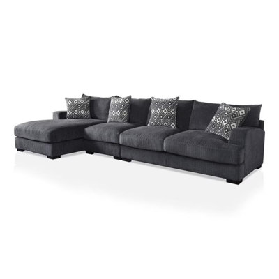 148.4" W Contemporary Large L-Shaped Sectional, Gray