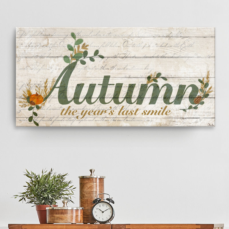 Reproduction d’art textuel sur toile tendue d’automne, H 8 po x l 16 po x P 1,5 po