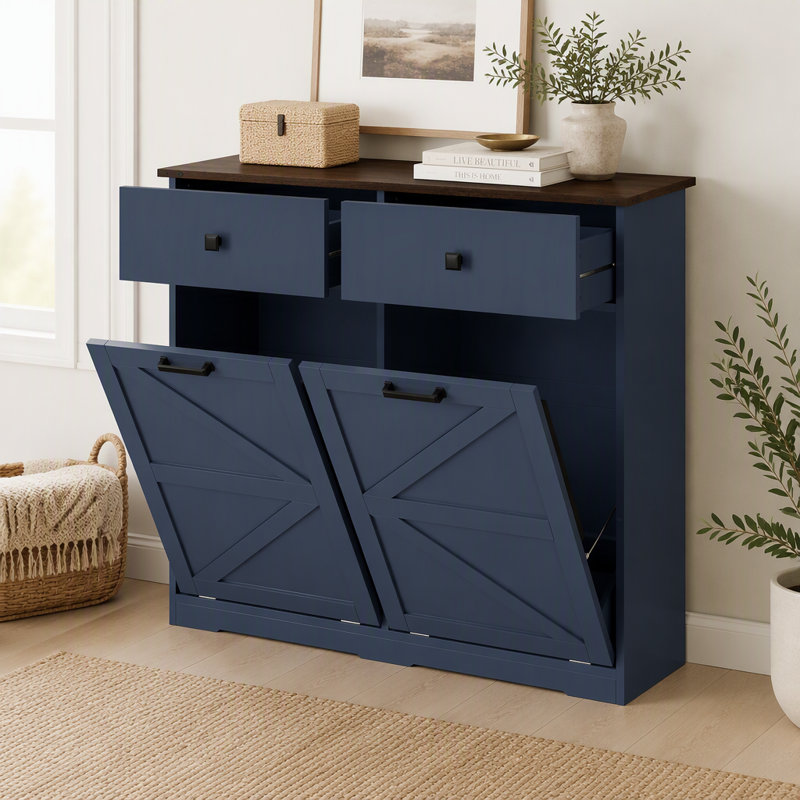Armoire poubelle double inclinable Farmhouse Blue