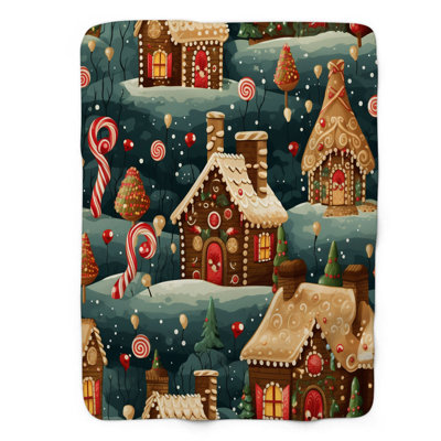 Gingerbread Noel - Couverture Sherpa de qualité supérieure 1 pièce WB_FL_100624_0204