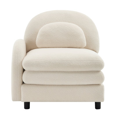 Canapé courbé en tissu VF Teddy Vitteria avec coussin blanc beige