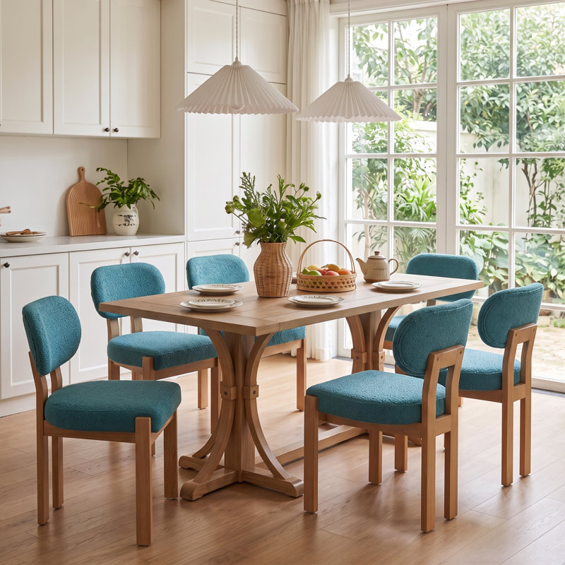 Ensemble de salle à manger 5 pièces Modern, 5 Pieces: Table, 4 Chairs, Teal
