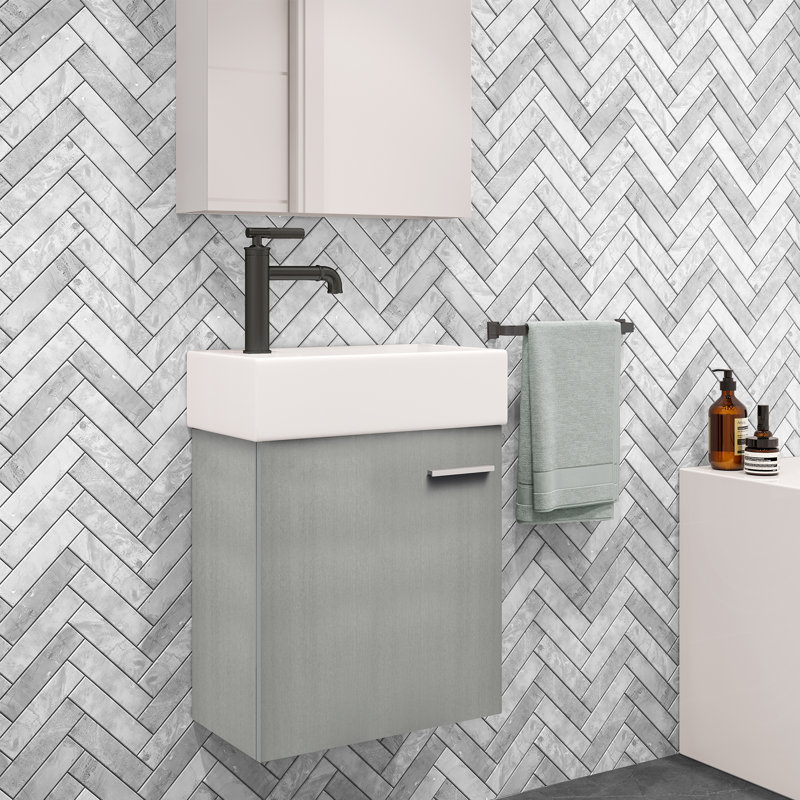 Meuble-lavabo mural 18 po Colmer, Gris