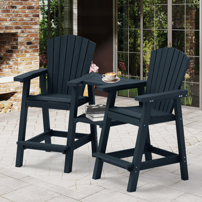 HDPE Tall Adirondack Chair Set with Removable Double Connecting Trays (Set of 2)