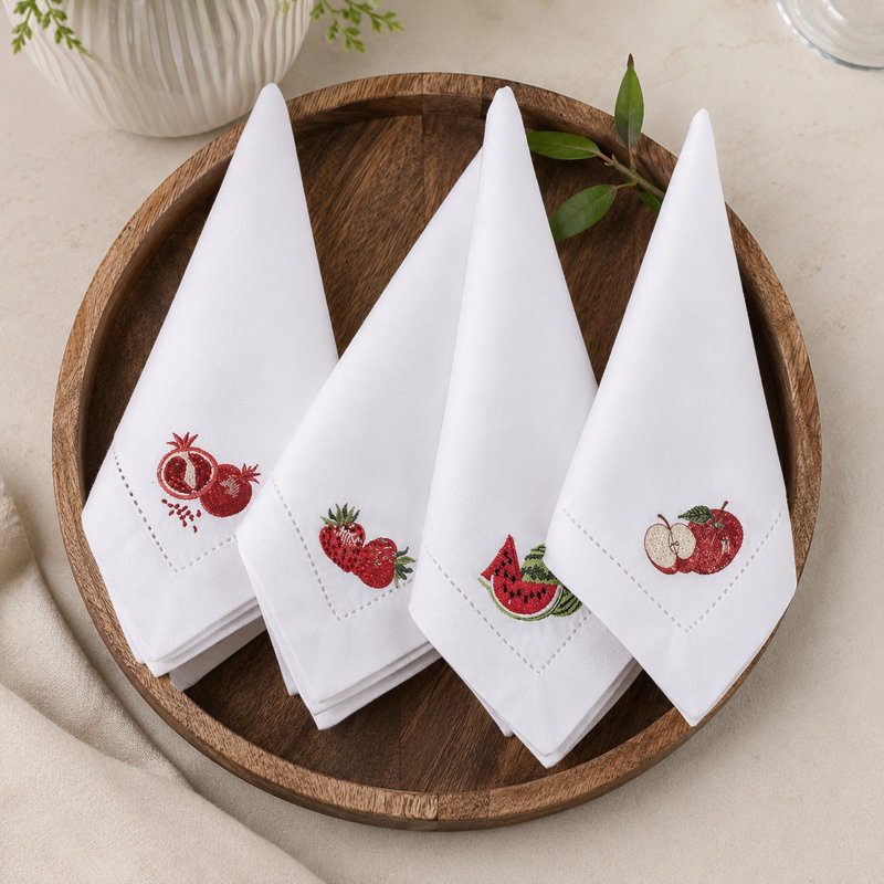 Premium Cotton Fabric Dinner Napkins - Machine Washable 