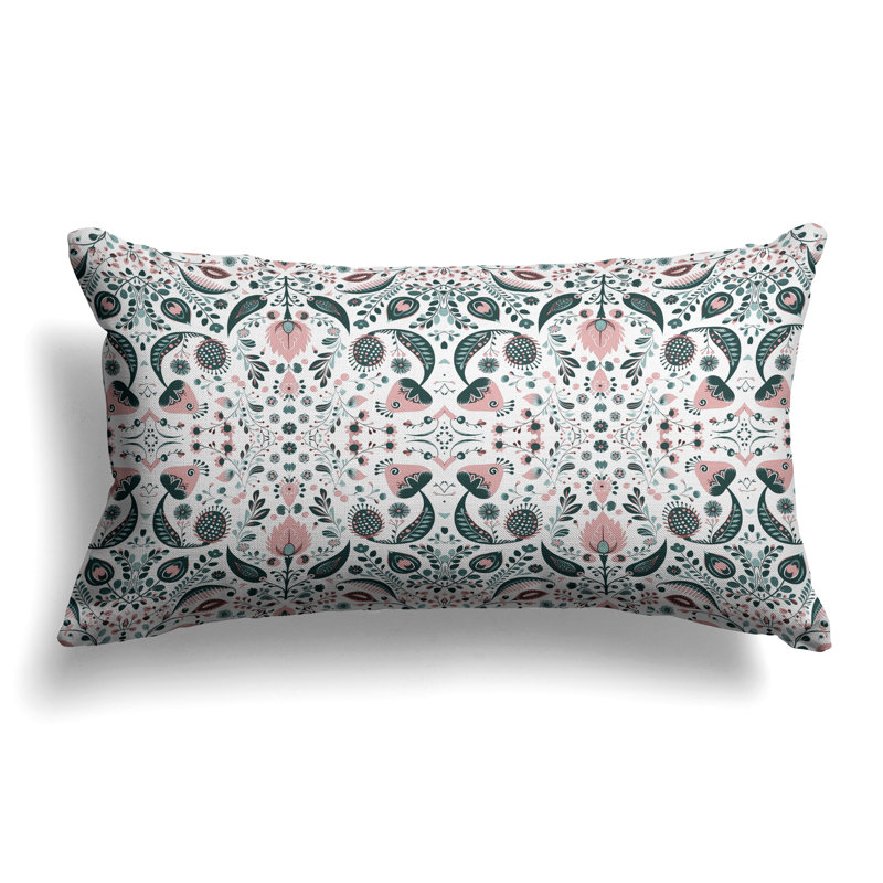 Flowering Meadows  Rectangular Throw Pillow, Green