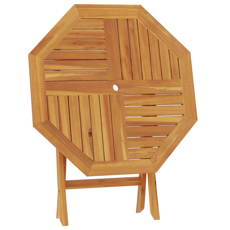 Curson Teak Folding Outdoor Bistro Table With Umbrella Hole , 85cm cm W 85cm cm D