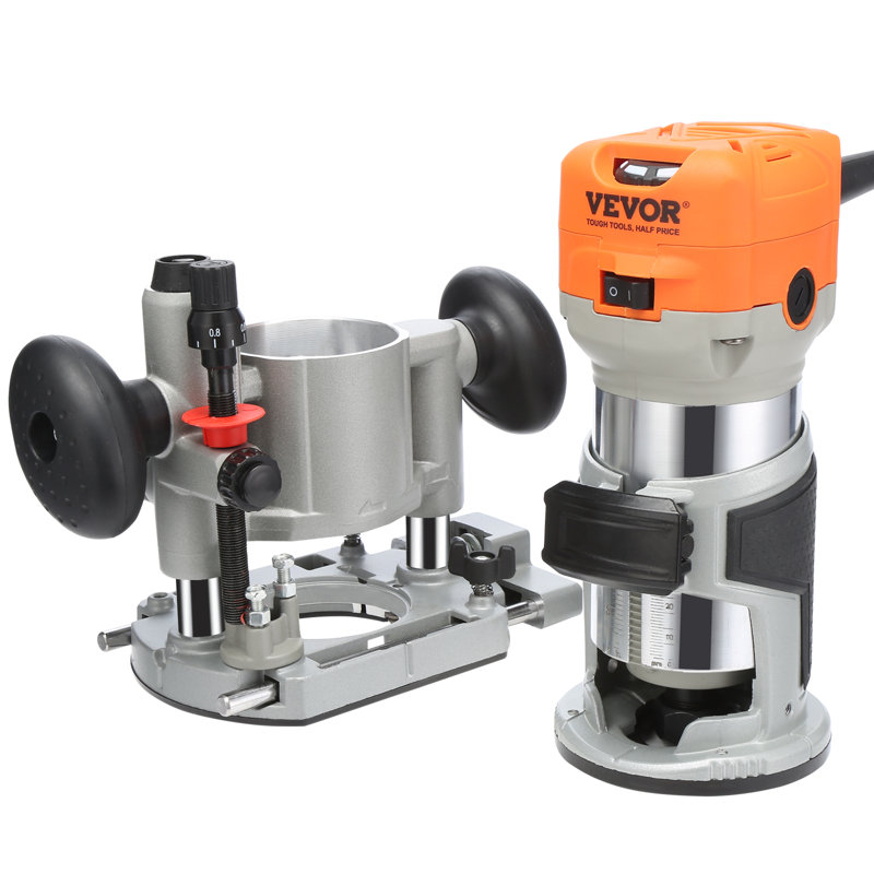 Wood Router, 1.25HP 800W, Compact Wood Trimmer Router Combo Tool with Plunge and Fixed Base