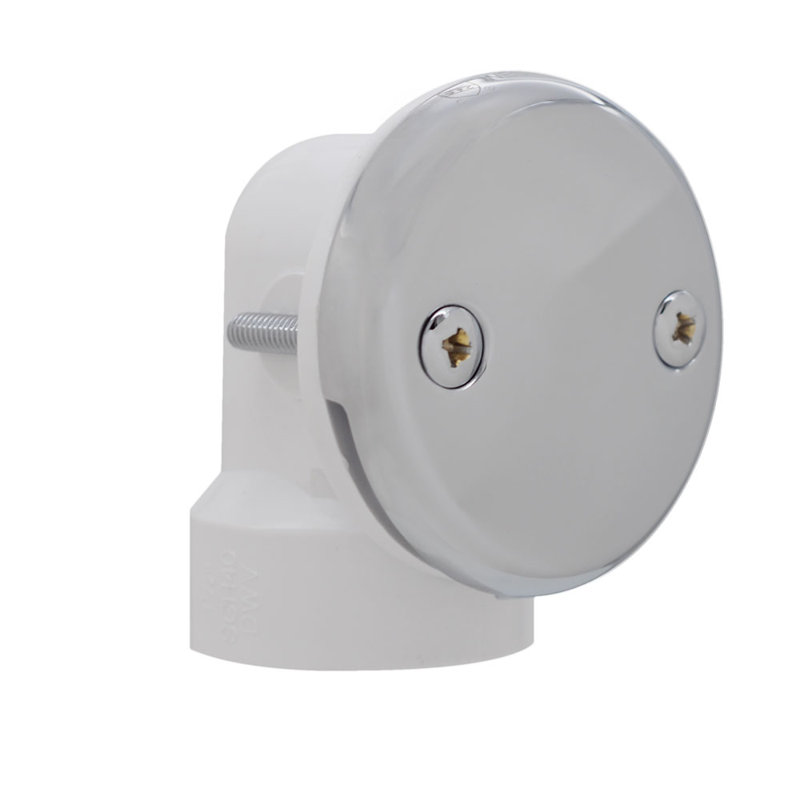 1-1/2" x 12" Sch. 40 PVC Pull-to-Open Bathtub Leg Drain Assembly with Two-Hole Overflow, Polished Chrome