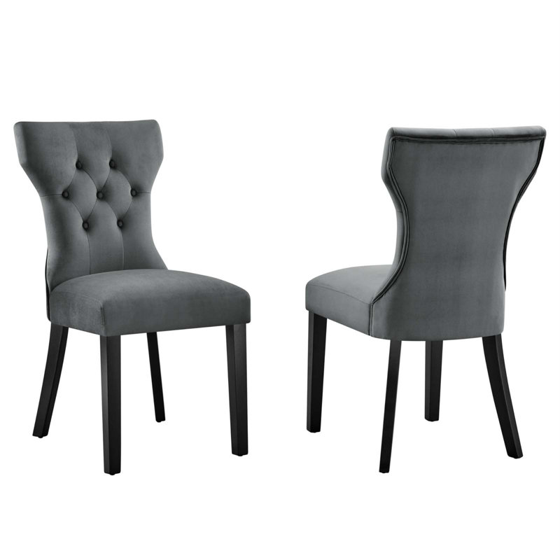 Modway Silhouette Performance Velvet Dining Chairs, Gray