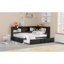 Lit de jour double en métal avec lit gigogne, armoires de rangement et ports USB, noir-435127088