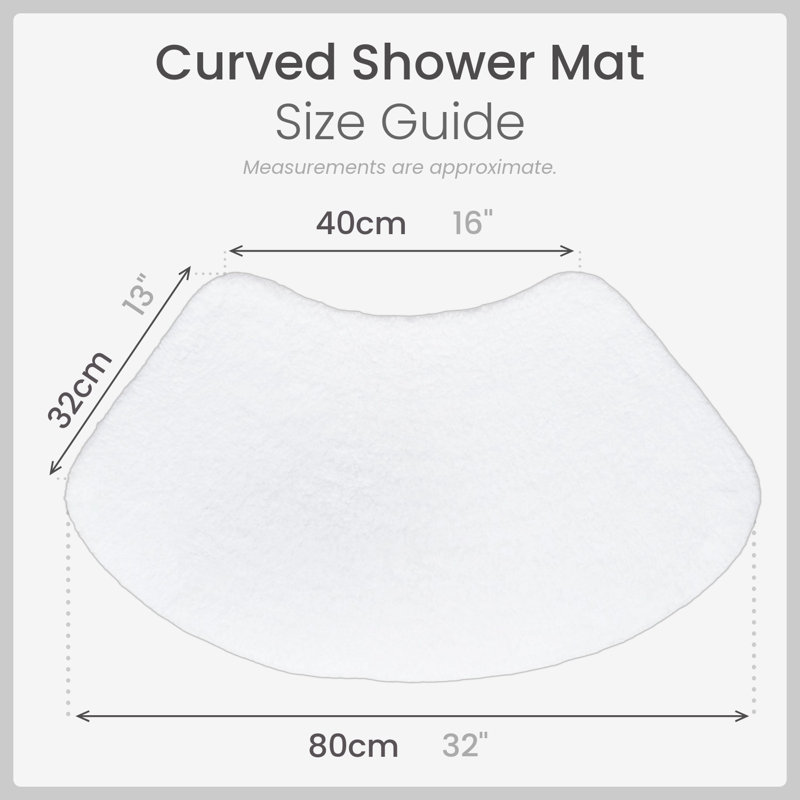 Curved Shower Bath Mat, White