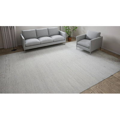 Grey Textured Cashmere & Wool Rug - 10' x 14'