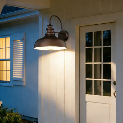 Luminaire de grange d'extérieur, applique murale d'extérieur, lampe murale de porche de ferme, luminaire de porte avant antirouille pour la maison, porte, patio, garage (ORB + blanc)