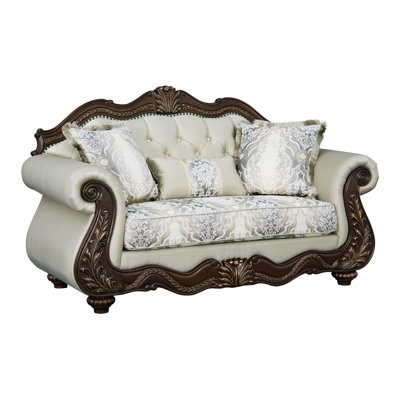 Exquisite Pierce Fabric Loveseat With Three Pillows, Offering Comfort And Style For A Relaxing Seating Experience At Home.
