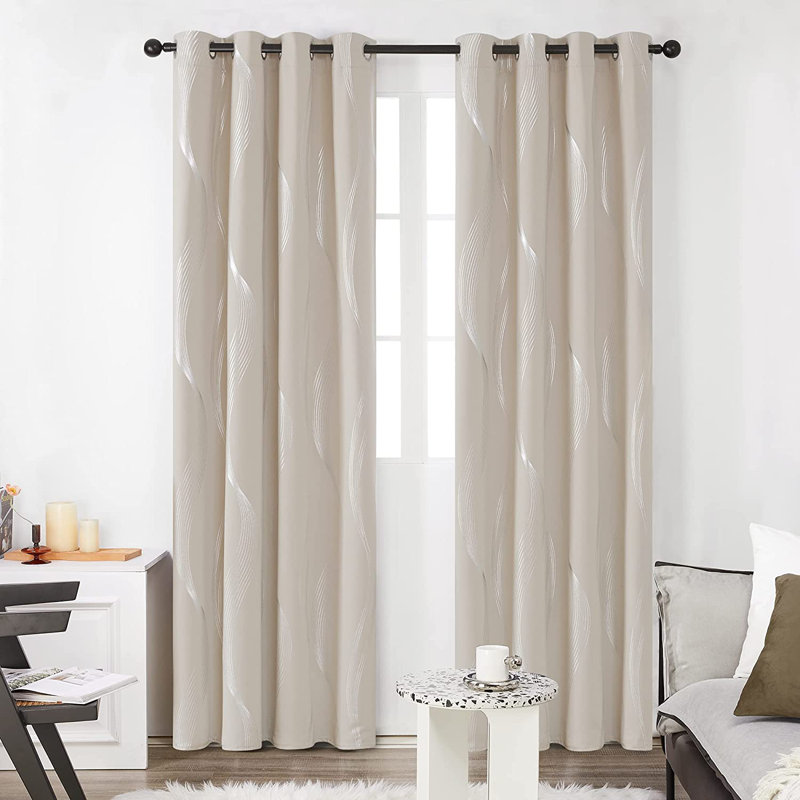 Spurgh Solid Blackout Thermal Curtain Panels, Light Beige, 52" W x 84" L