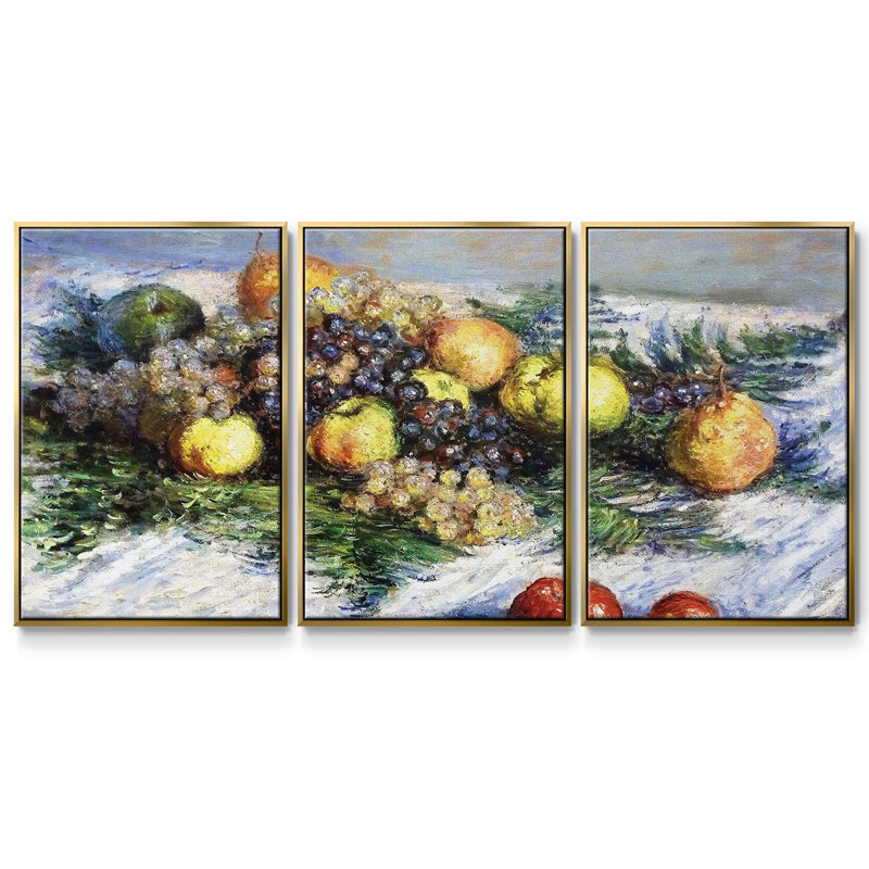 Nature morte aux poires et aux raisins, 1880 3 pièces, Or, H 36 po x l 75 po x P 2 po