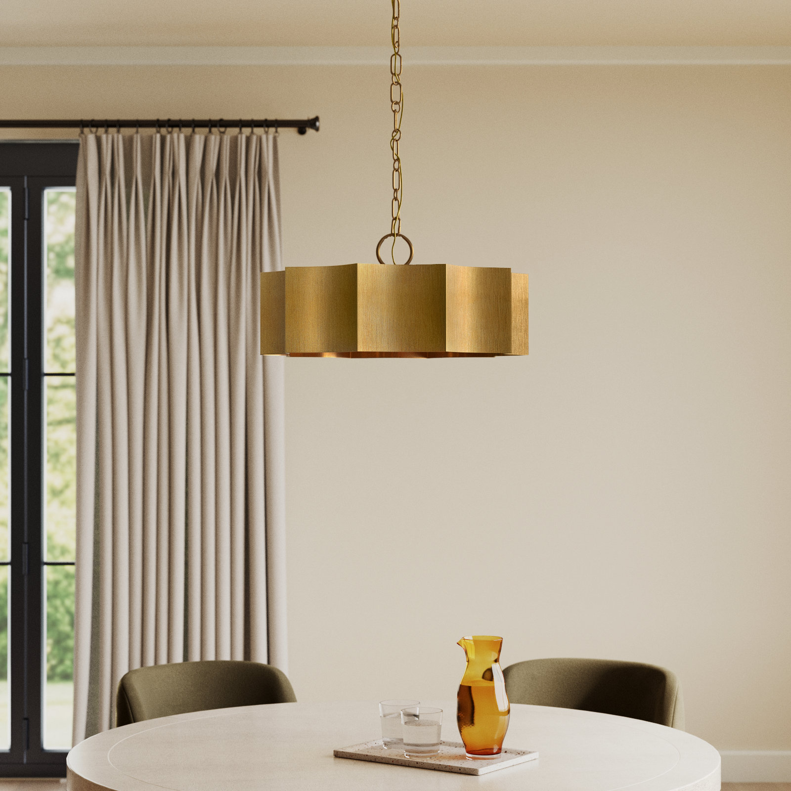 Carney 3-Light Chandelier, Gold Patina