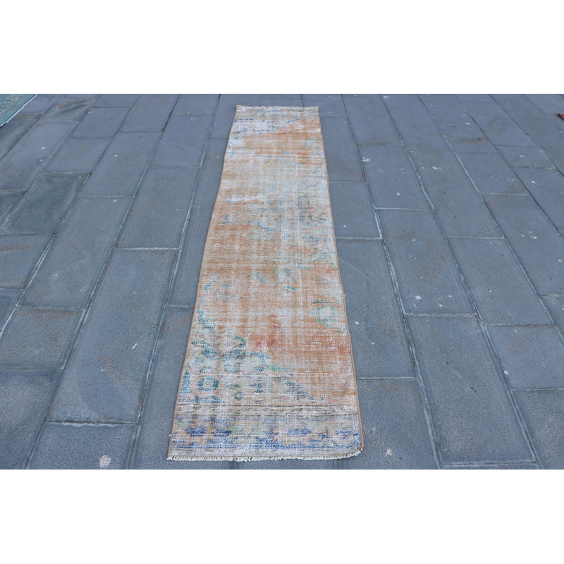 Tapis de couloir turc rétro en coton délavé vintage Anatolian
