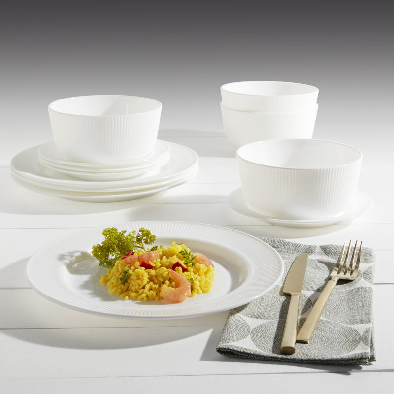  12-Piece Opal Glass Texture Dinnerware Set, Texture
