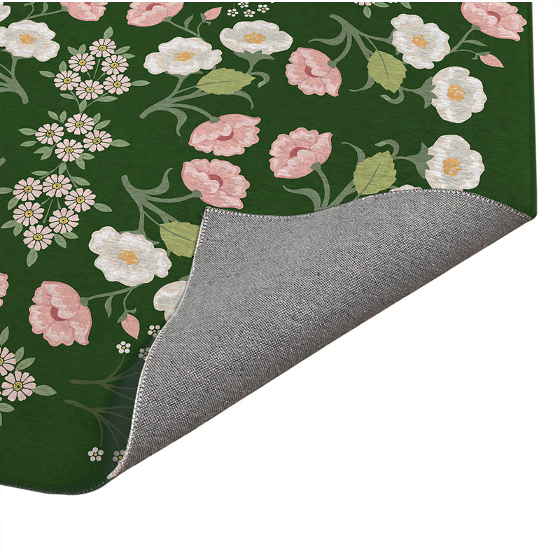 Tapis d'intérieur antidérapant May fleurs, Rectangle 4pi x 6 pi