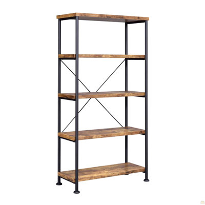 5-Shelf Bookcase In Antique Nutmeg And Black