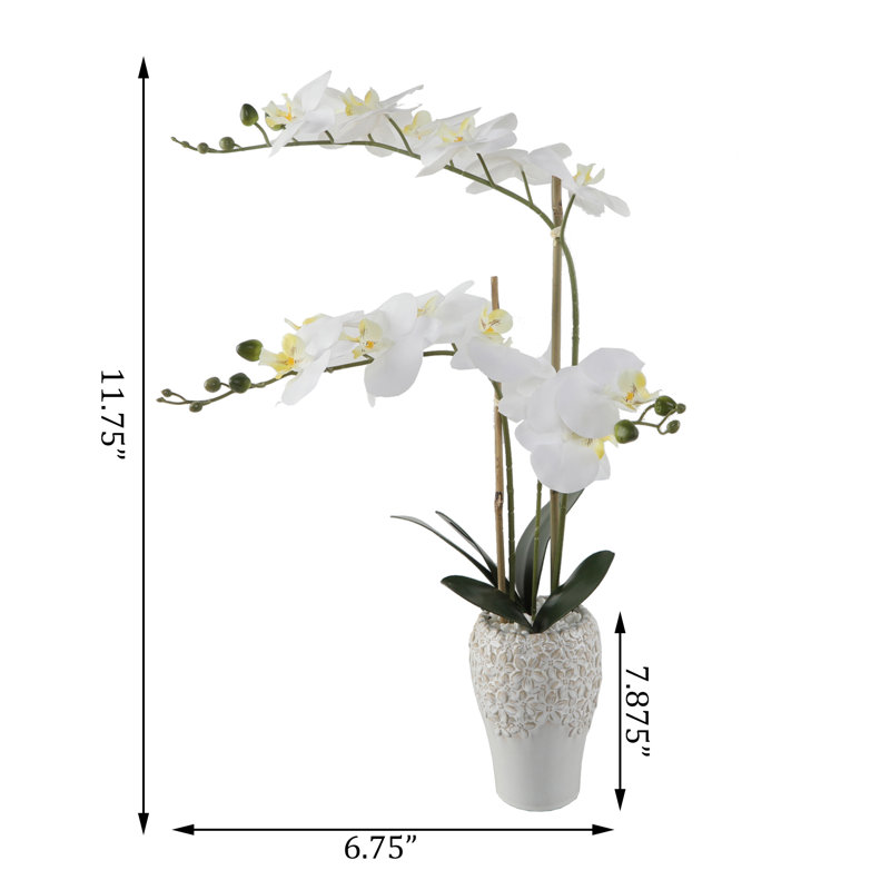 Arrangement floral orchidée Real-Touch dans un vase, Blanc