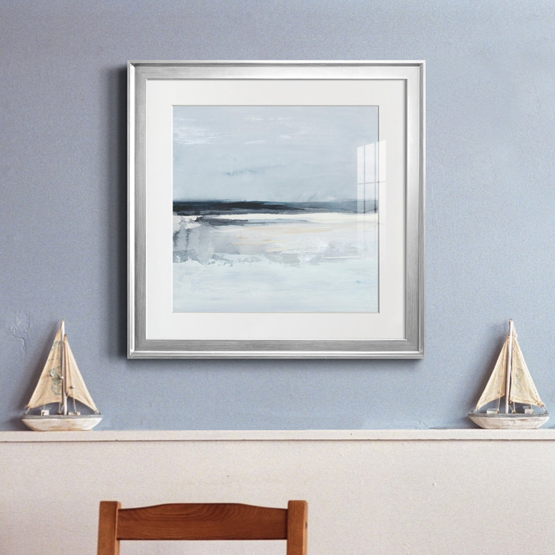 " Inky Coastline I ", Silver Framed, 20" H x 20" W x 1" H