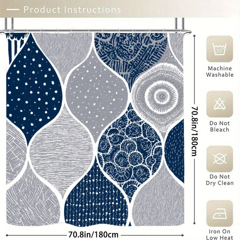 Rideaux de douche bleu-gris, 71 x 71