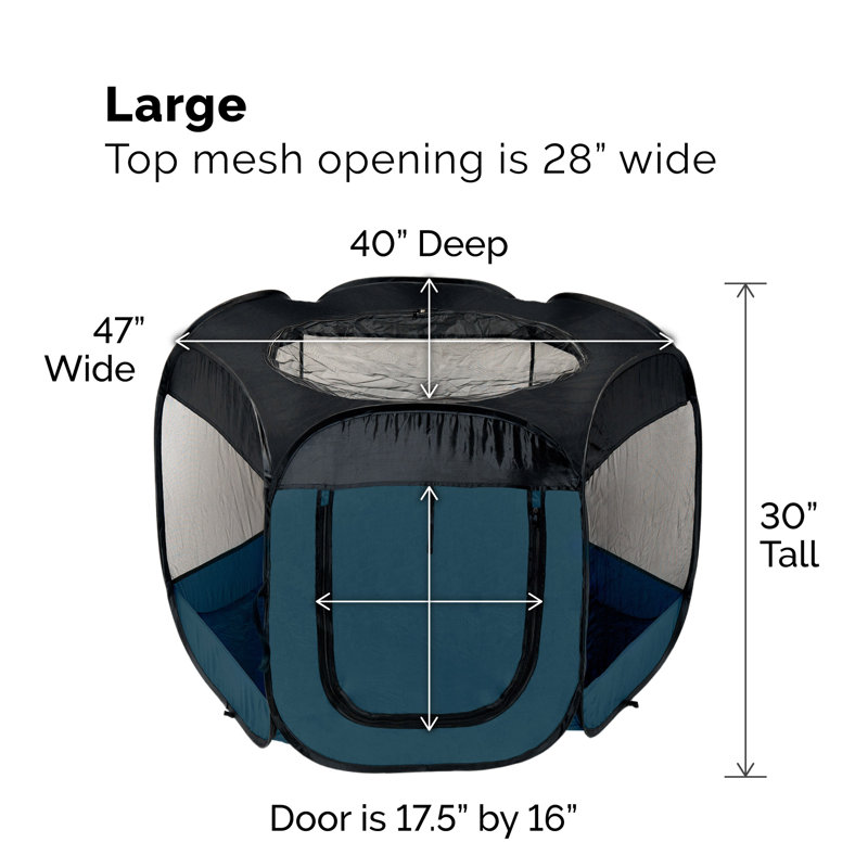 Panel Mesh Pet Playpen With Door, 30" H x 47" W x 40" D, Sailor Blue