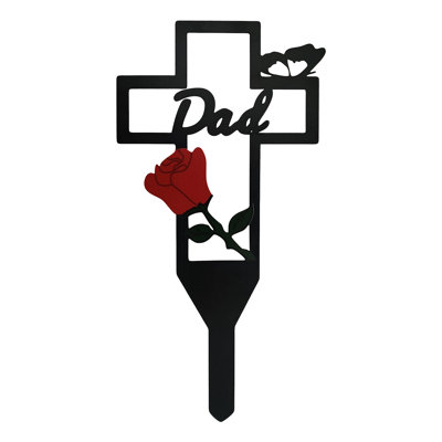 floor socket Metal Cemetery Memorial Plaques For Remembrance Grave Marker With Misss You Script  Heart Accents Outdoor Ground Stake For Cemetery Garden Memorial Tribute
