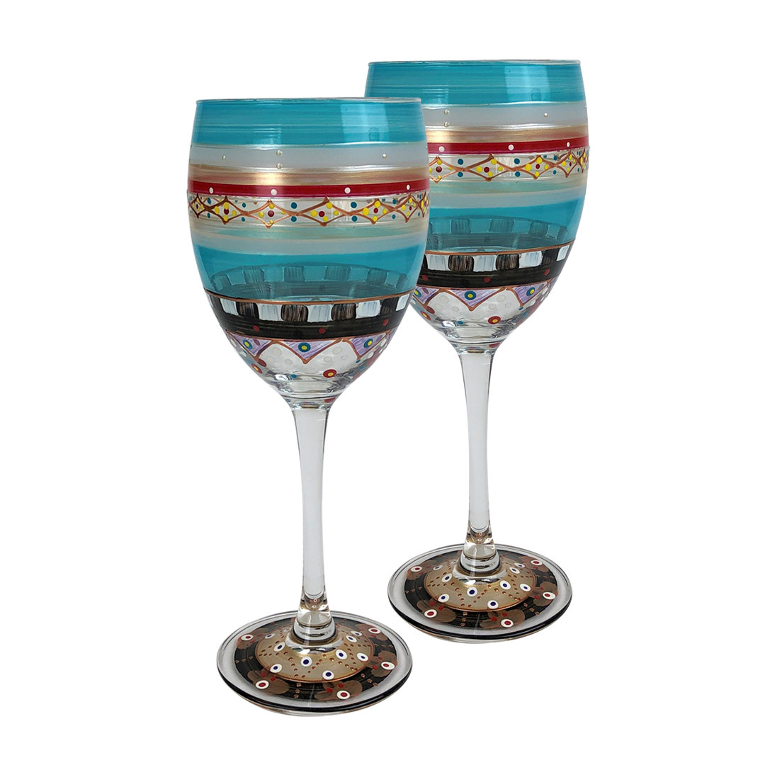 Mosaic Carnival All Purpose 11 oz Wine Glass (Set of 2) Golden Hill Studio