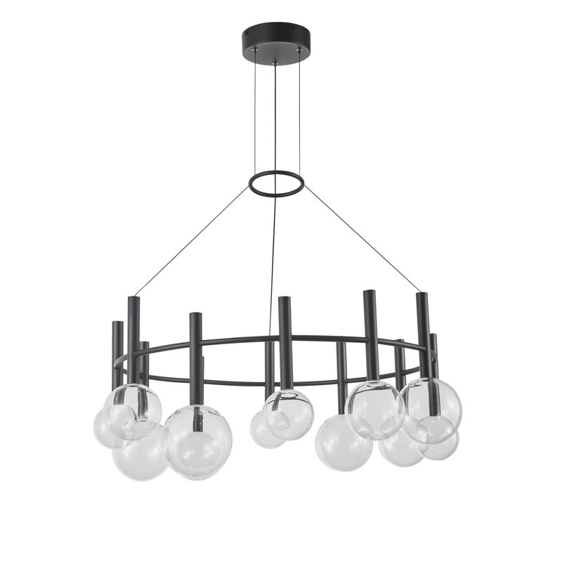 12- Light Ring Chandelier - Black