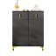 Élégant buffet / armoire à chaussures avec panneaux structurés, tablettes réglables et décorations plaquées or, avec tiroirs-558377682