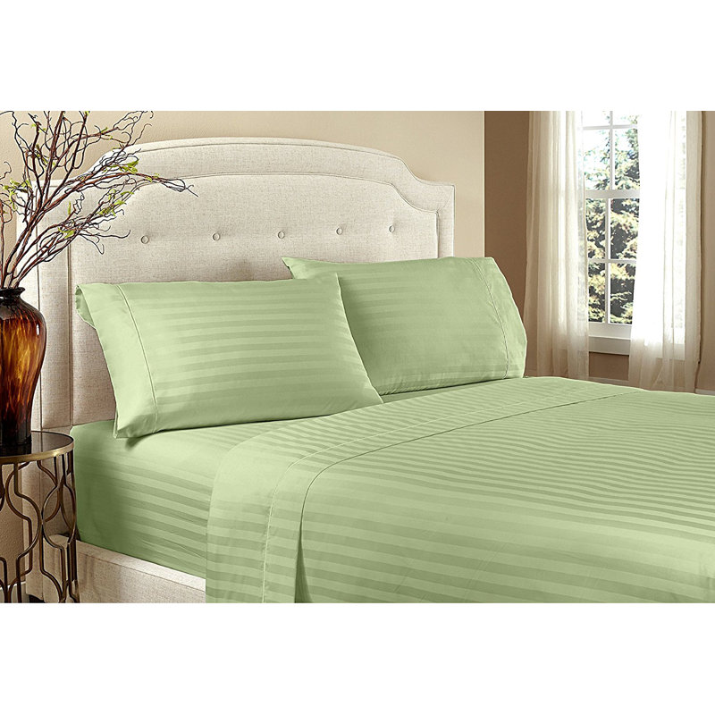Microfiber Striped Sheet Set, Twin XL Sheet Set + Fitted Sheet + 1 Pillowcase, Sage