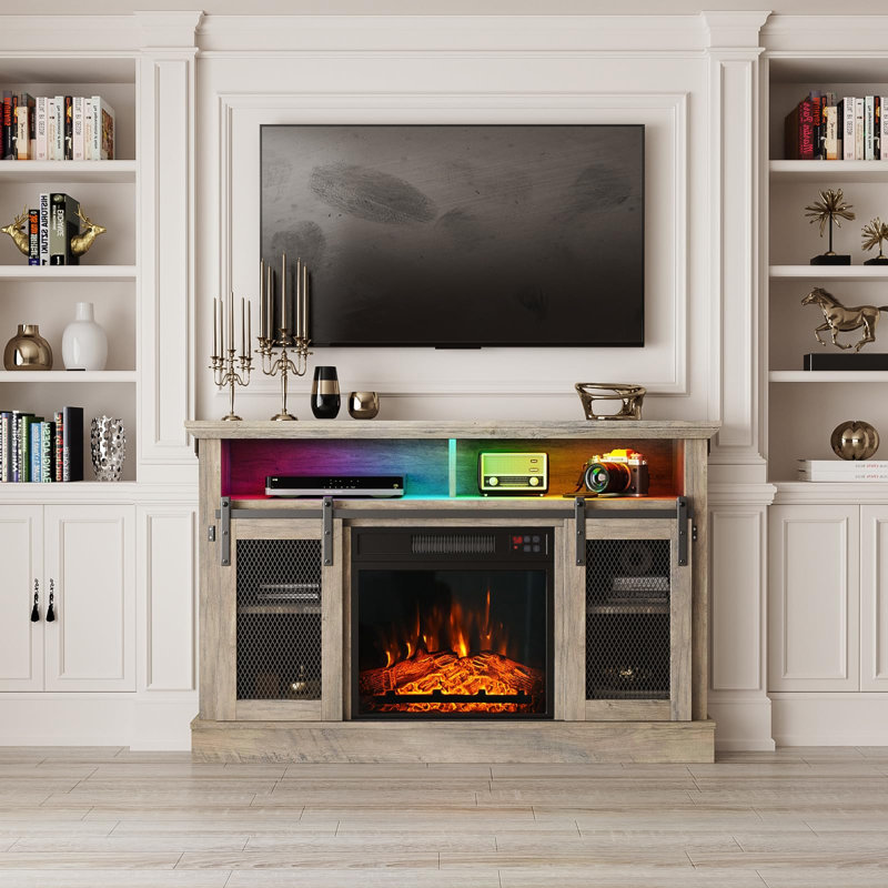 Saad Symple Stuff Black Electric Fireplace, 17.6" H x 23.5" W x 5.2" D