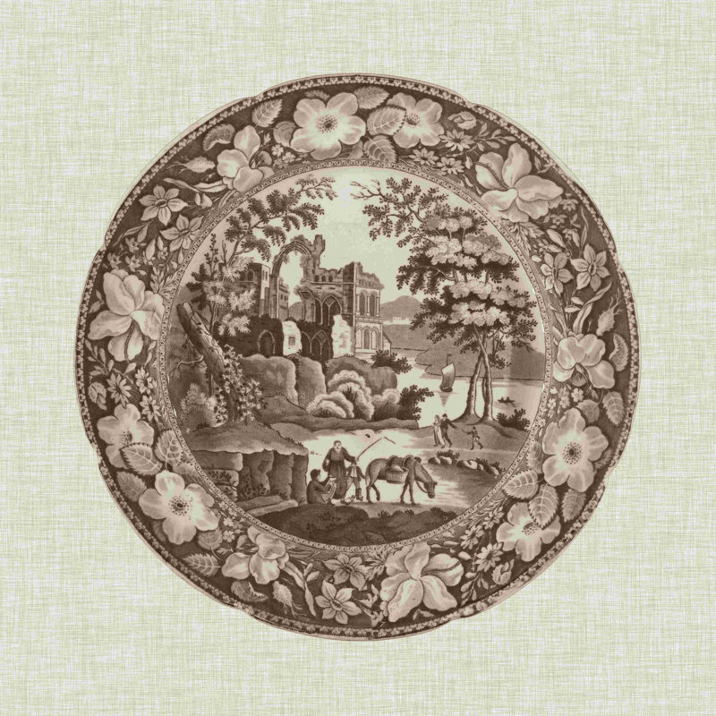 Sépia transfertware I, H 12 po x l 12 po x P 1,25 po