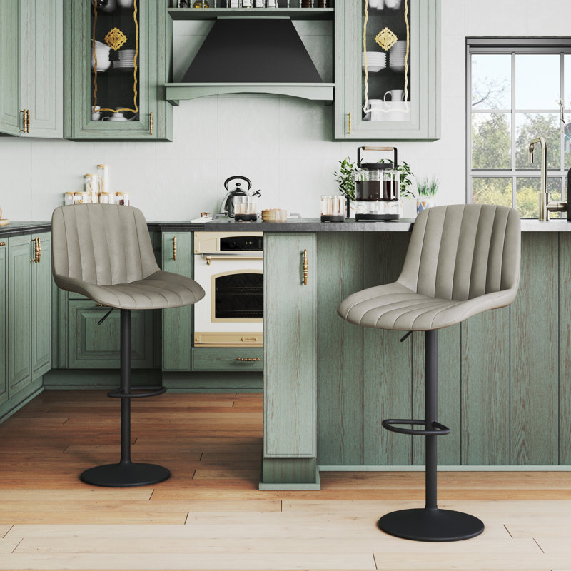 Adjustable Height Counter Stool with Metal Frame, Taupe