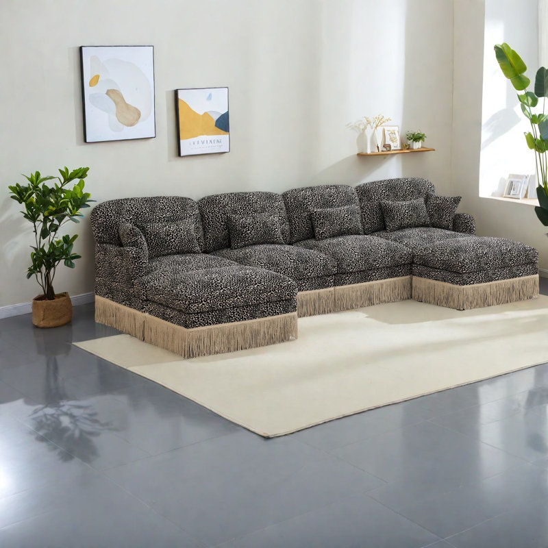Canapés modulaires spacieux en chenille, style léopard moderne en forme de U pour la maison